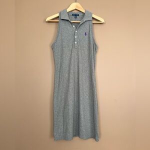 {Ralph Lauren} Sleeveless Polo Cotton Mini Dress in Grey - Womens Medium